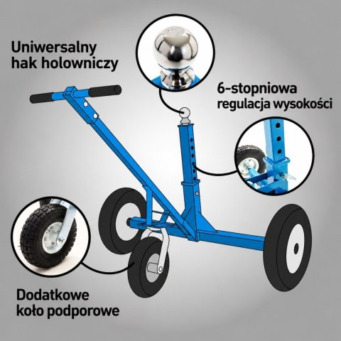Koło manewrowe do przyczep podporowe z regulacją wysokości do 453kg