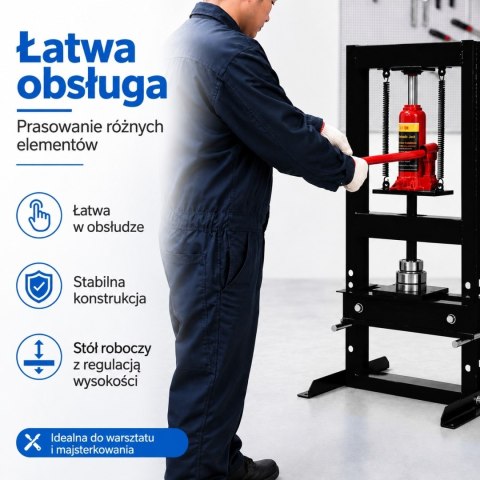 Prasa hydrauliczna warsztatowa 6t do tłoczenia i prostowania metalu 2 podkładki