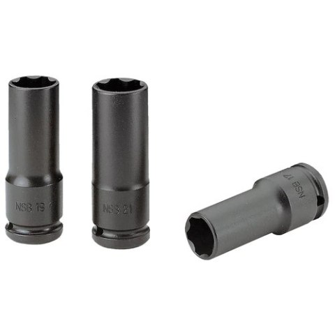 Zestaw 3 szt. nasadek udarowych 1/2", 6-kątnych długich cienkościennych, 17-19-21 mm, FACOM NSB.3