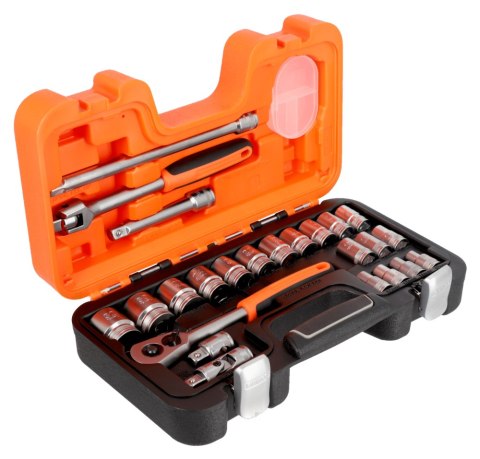 Zestaw nasadek 1/2" BAHCO S240-SPL metrycznych z grzechotką, profil Spline, 24szt