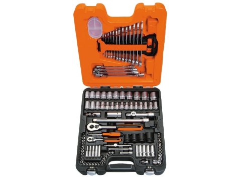 Zestaw nasadek 1/4" i 1/2" z grzechotką, zestaw kluczy płasko-oczkowych, imbusowych i nasadowych, 108 szt. - BAHCO S108