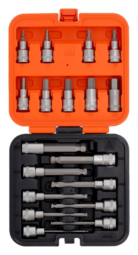 Zestaw nasadek z końcówkami imbus, 1/2", 4-17mm, 18 szt. - BAHCO S18HEX